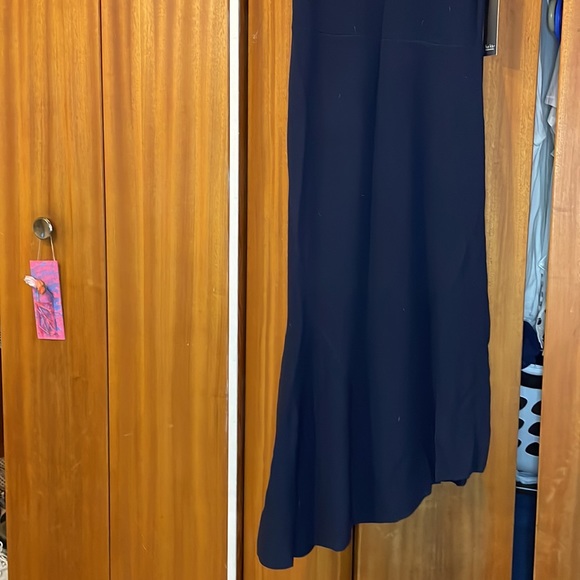 NWT - Nicole Miller New York knit maxi asymmetrical hem dress in navy - Picture 5 of 8